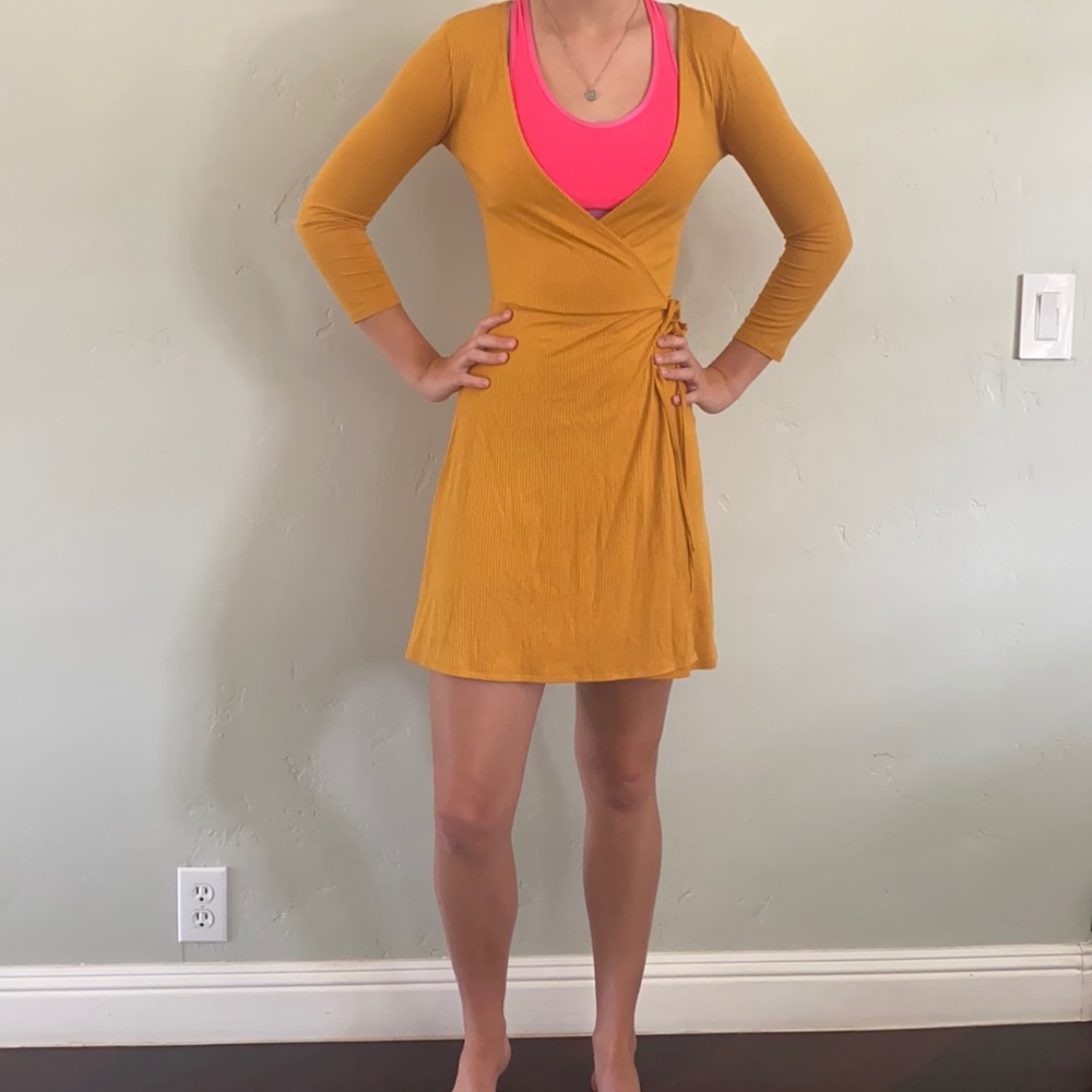 Mustard wrap dress